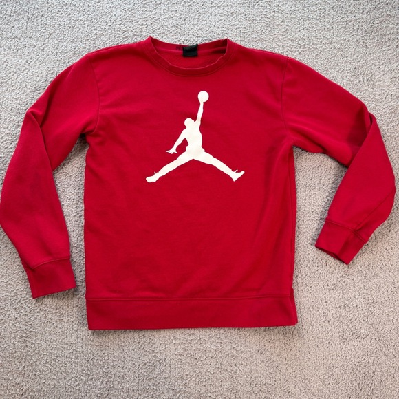 Jordan Boys XL Red Jumpman Logo Crewneck Sweatshirt Pullover 13-15 Years